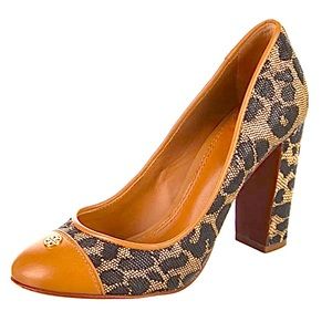 Tory Burch Straw Animal Print Pumps